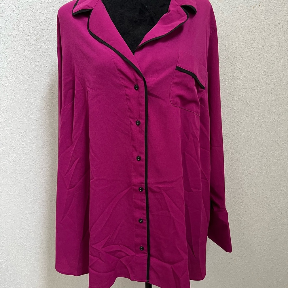 Lane Bryant Long Sleeve Notched Collar Shirt - Picture 1 of 9